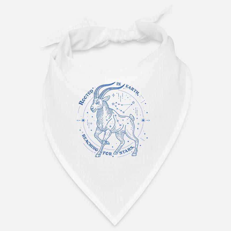 Steinbock Sternzeichen Geschenk – Erde & Sterne Design - Bandana - Weiß