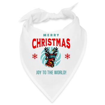 Merry Christmas Reindeer – Joy to the World - Bandana - Weiß - Vorne