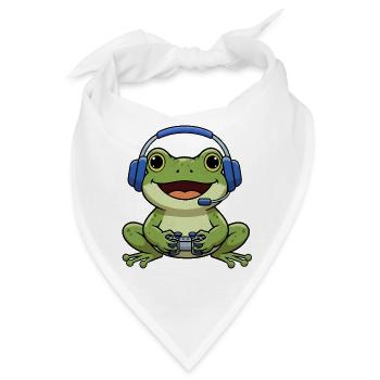 Frosch beim Gamen - Bandana - Weiß - Vorne