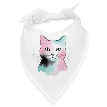 Pastellkatze Wasserfarben - Bandana - Weiß - Vorne