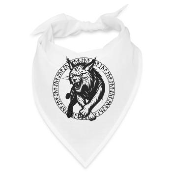 Luchs mit nordischen Runen, blaue Augen - Bandana - Weiß - Vorne