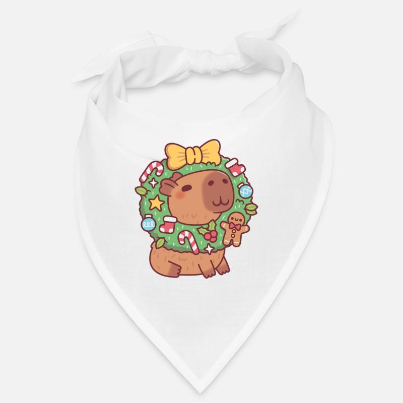 Süßes Capybara mit Weihnachtskranz Lustig Bandana