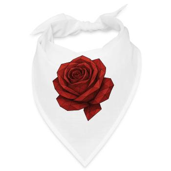 Geometrische Rote Rose - Bandana - Weiß - Vorne