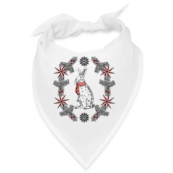  Winterhase im festlichen Rahmen - Bandana - Weiß - Vorne