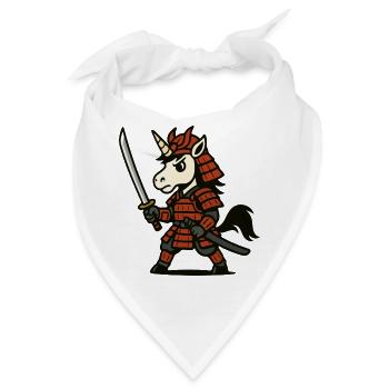 Samurai-Einhornkrieger mit roter Rüstung und Klinge - Bandana - Weiß - Vorne