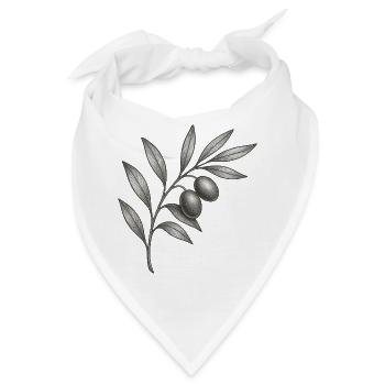 Monochrome Olivenzweig Skizze - Bandana - Weiß - Vorne