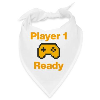 Player 1, Ready to Start, GaminGeek, Lan-Party - Bandana - Weiß - Vorne