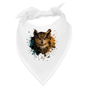 Eule Aquarell – Color Splash Tierkunst - Bandana - Weiß - Vorne