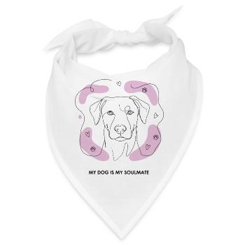 Hund Soulmate Line Art - Bandana - Weiß - Vorne