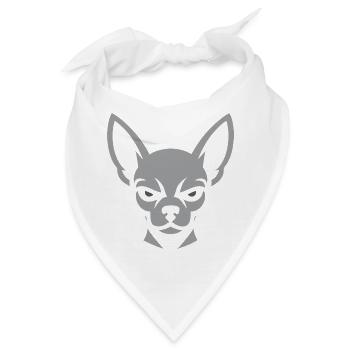 Chihuahua Silhouette mit strenger Blick - Bandana - Weiß - Vorne