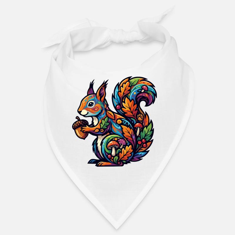 Buntes Eichhörnchen Herbstzauber Nuss Waldbewohner - Bandana - Weiß