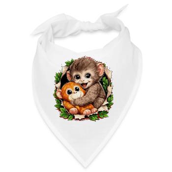 Baby Monkey Punch Viral Trend - Bandana - Weiß - Vorne