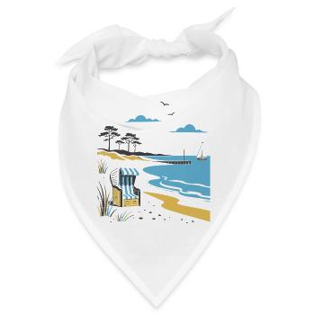 Küstenidylle: Strandstuhl und Düne - Bandana - Weiß - Vorne