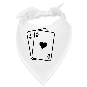 Herz-Ass-Bube-Karten - Bandana - Weiß - Vorne