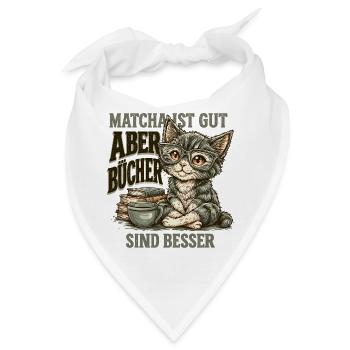 Bücherwurm Matcha Tee T-Shirt Geschenk Idee - Bandana - Weiß - Vorne