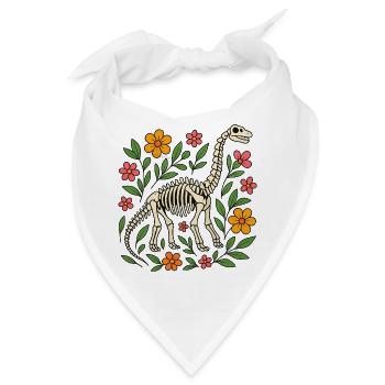Brachiosaurus Skelett mit Blumen - Bandana - Weiß - Vorne