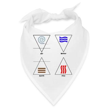 Die vier Elemente Alchemie Symbole Wicca - Bandana - Weiß - Vorne