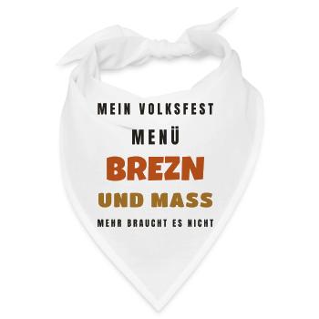 Volksfest Menü Brezn und Mass - Tracht Geschenk - Bandana - Weiß - Vorne