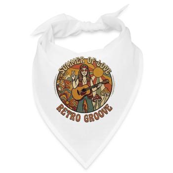 Peace & Love Summer of Love Retro T-Shirt Sixties - Bandana - Weiß - Vorne