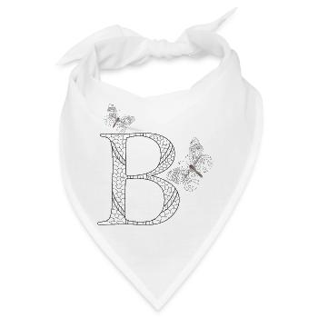 Buchstabe B mit Schmetterlingen - Bandana - Weiß - Vorne