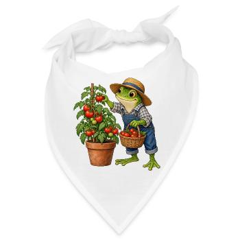 Frosch bei der Tomatenernte - Bandana - Weiß - Vorne
