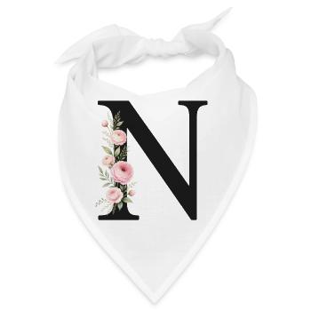 N Buchstabe Monogram Floral - Bandana - Weiß - Vorne