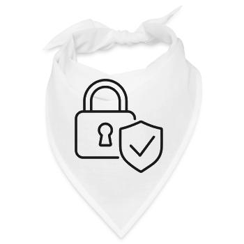 Sicheres Vorhängeschloss-Schildlinien-Symbol - Bandana - Weiß - Vorne