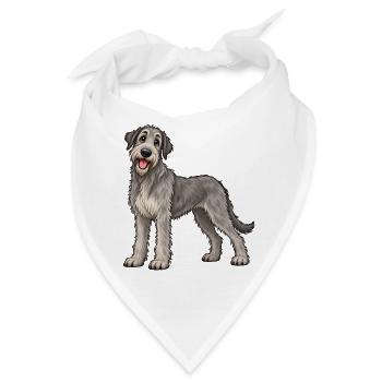 Irischer Wolfshund Kawaii Style – Süßer Hund - Bandana - Weiß - Vorne