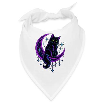Neonkatze auf dem Mondmond - Bandana - Weiß - Vorne