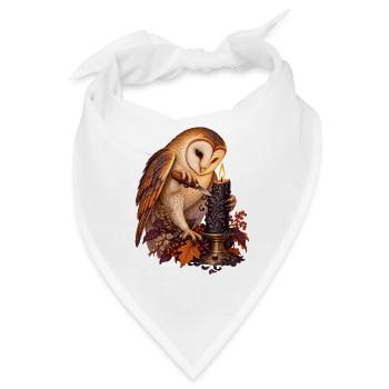 Schleiereule schnitzt eine schwarze Kerze - Bandana - Weiß - Vorne