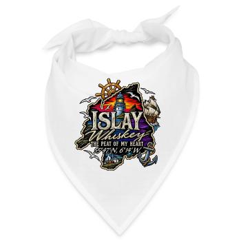 Insel Whiskey – Leuchtturm & Segelschiff - Bandana - Weiß - Vorne