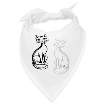 zwei Katzen - Bandana - Weiß - Vorne