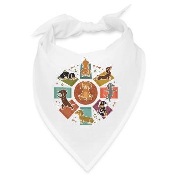 Dackel Yoga Mandala Niedlicher Hund Entspannung - Bandana - Weiß - Vorne