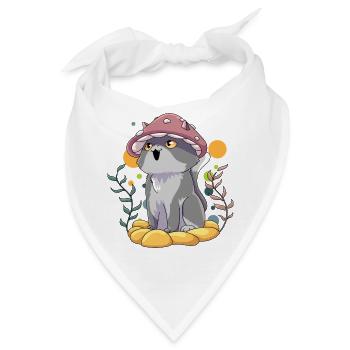 Katze Pilz Natur - Bandana - Weiß - Vorne