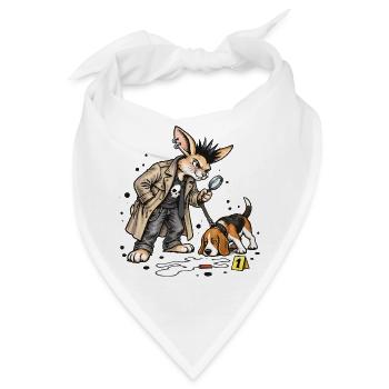 Bunny Punk Detektivhase mit Beagle Spuren - Bandana - Weiß - Vorne