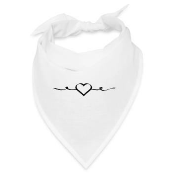 Schwarzes herz schwarz Muster Herzlinie Geschenk - Bandana - Weiß - Vorne