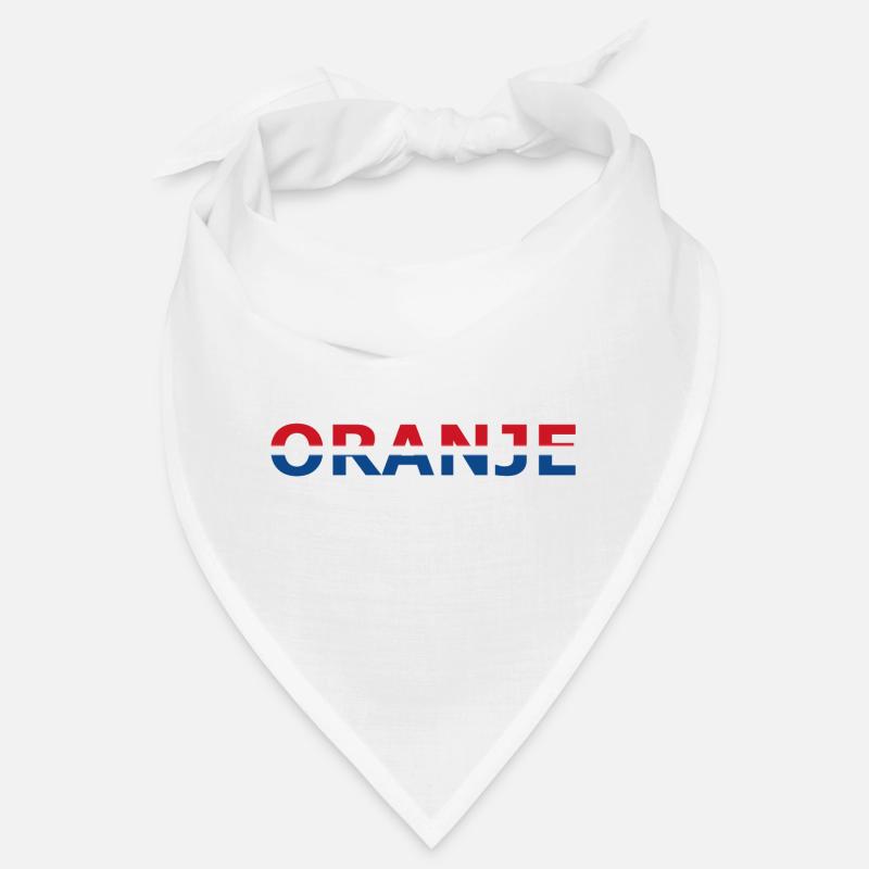 Orange in red, white, blue Bandana