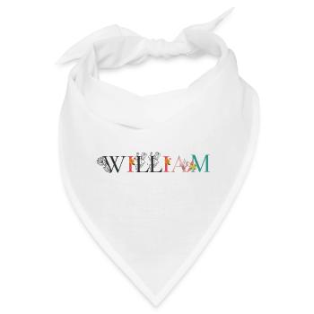 WILLIAM Namenskunst mit Blumen bestickt - Bandana - Weiß - Vorne