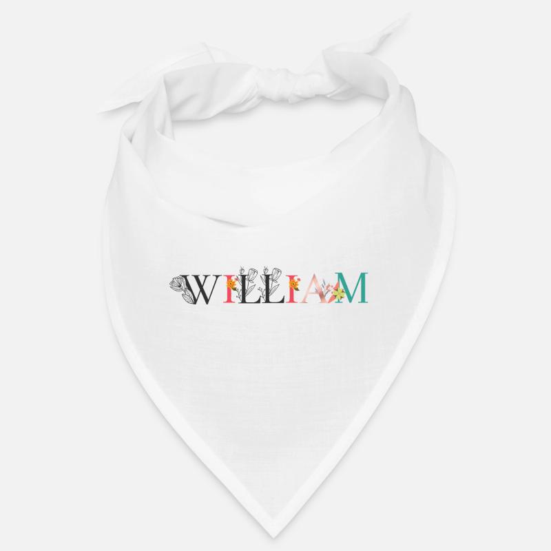 Art du nom WILLIAM avec fleurs brodées Bandana