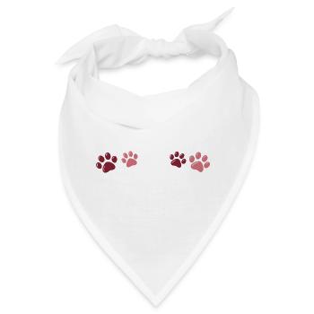 Zweifarbige rote Pfotenabdrücke - Bandana - Weiß - Vorne