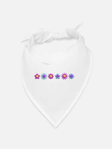 Flowers Blossoms in Row 3D - Bandana - white
