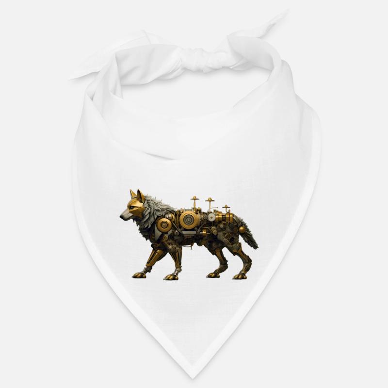 Steampunk Wolf - Bandana - Weiß