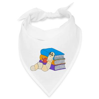 Bücherwurm lesen Buchliebe Leseratte Literatur - Bandana - Weiß - Vorne