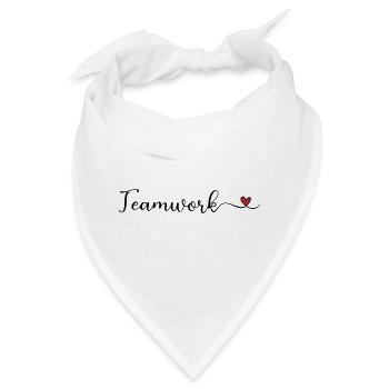 Teamwork Schrift mit Herz - Bandana - Weiß - Vorne