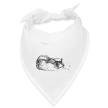 Katze schlafend - Bandana - Weiß - Vorne