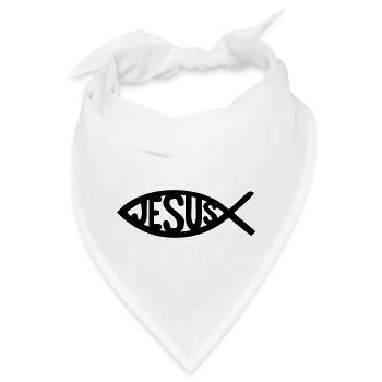 Jesus Fisch Symbol - Bandana - Weiß - Vorne
