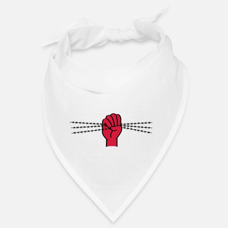 Protest symbol with barbed wire. Clenched fist. Bandana