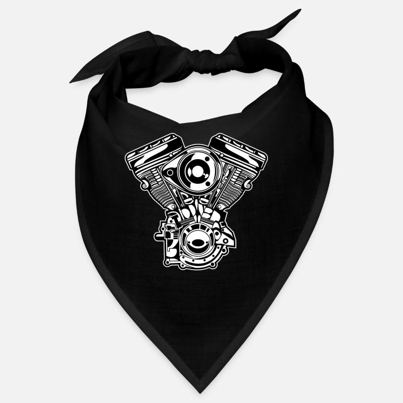 Motorrad Motor / Engine 01_schwarz weiß Bandana