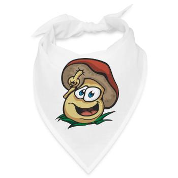 Cooler Pilz große Augen Zeigefinger Aufpassen Gras - Bandana - Weiß - Vorne