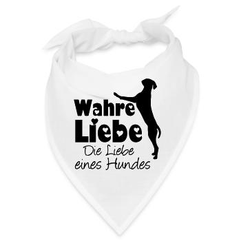 Wahre Liebe - Hund Haustier Tier Geschenk Spruch - Bandana - Weiß - Vorne